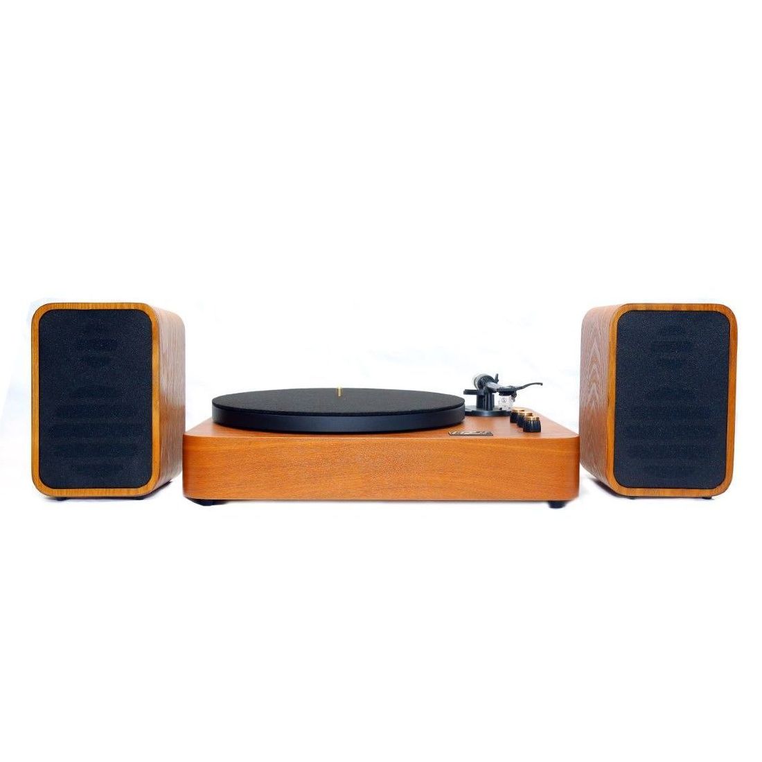 MJI MM2012 Turntable with Speakers - Natural Finish