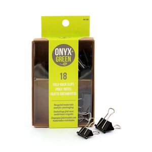 Onyx & Green Binder Clips 1 and 3/4 Inches (Pack of 18)