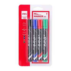 Deli Permanent Marker Think Chisel Tip 1.5-5 mm 4Pcs/Blister