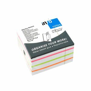 Info Mix Cube 450 Sheets 75X75 Assorted White/Pink/Green/Orange