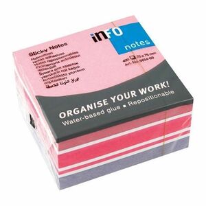 Info Mix Cube 400 Sheets 75 x 75 Assorted Pink/Grey (Includes 1)