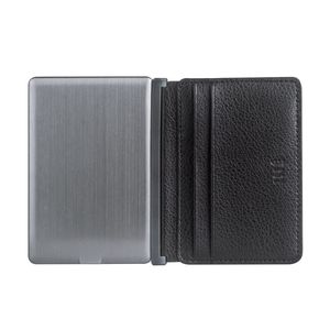 Ine Wallet & Charger Recycled Leather Black