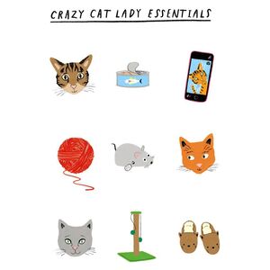 20th Century Icons Crazy Cat Essentials Greeting Card (130 x 176cm)