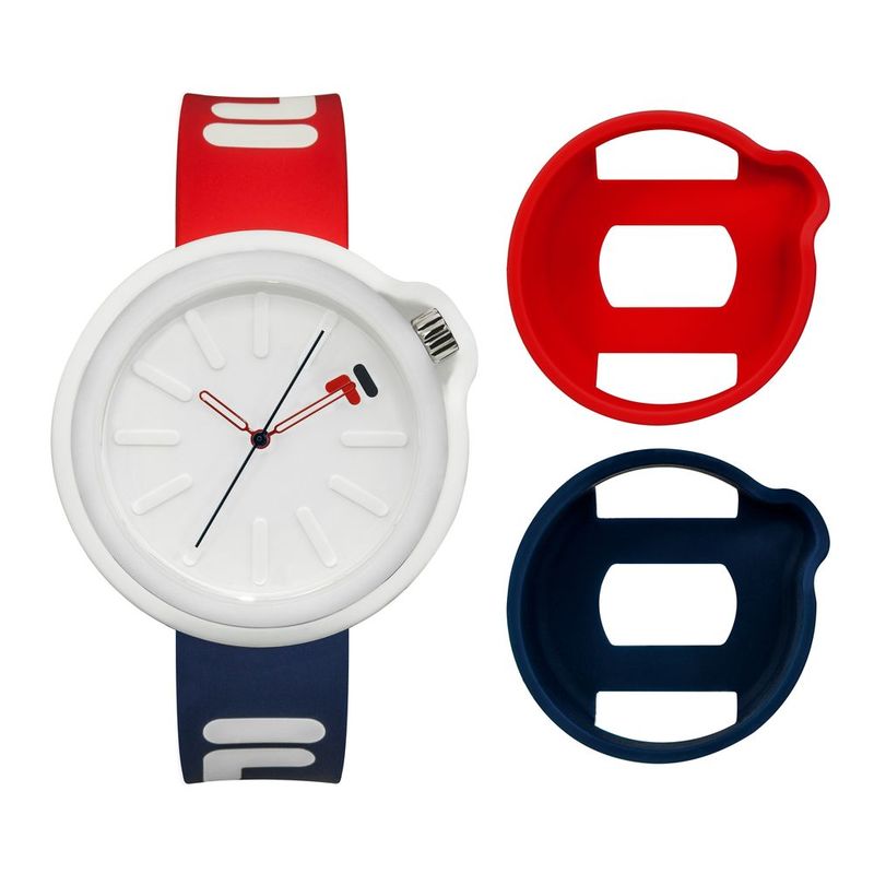 FILA Style Iconic Exchange Watch Unisex Red & Blue Silicon Strap 44 mm (38-315-001DBRD)