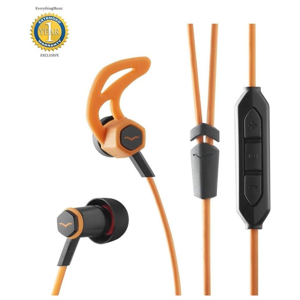 V-MODA Forza In-Ear Hybrid Sport Headphones with 3-Button Remote & Microphone Orange (For Samsung and Android Devices)
