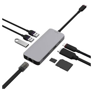 Unisynk Universal USB-C Docking Hub 1 To 8 Grey Aluminum