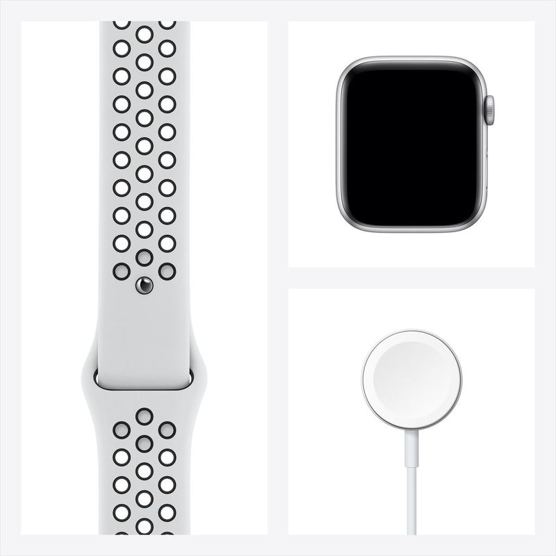 Apple Watch Nike Series 6 GPS + Cellular 44mm Silver Aluminium Case with Pure Platinum/Black Nike Sport Band Regular