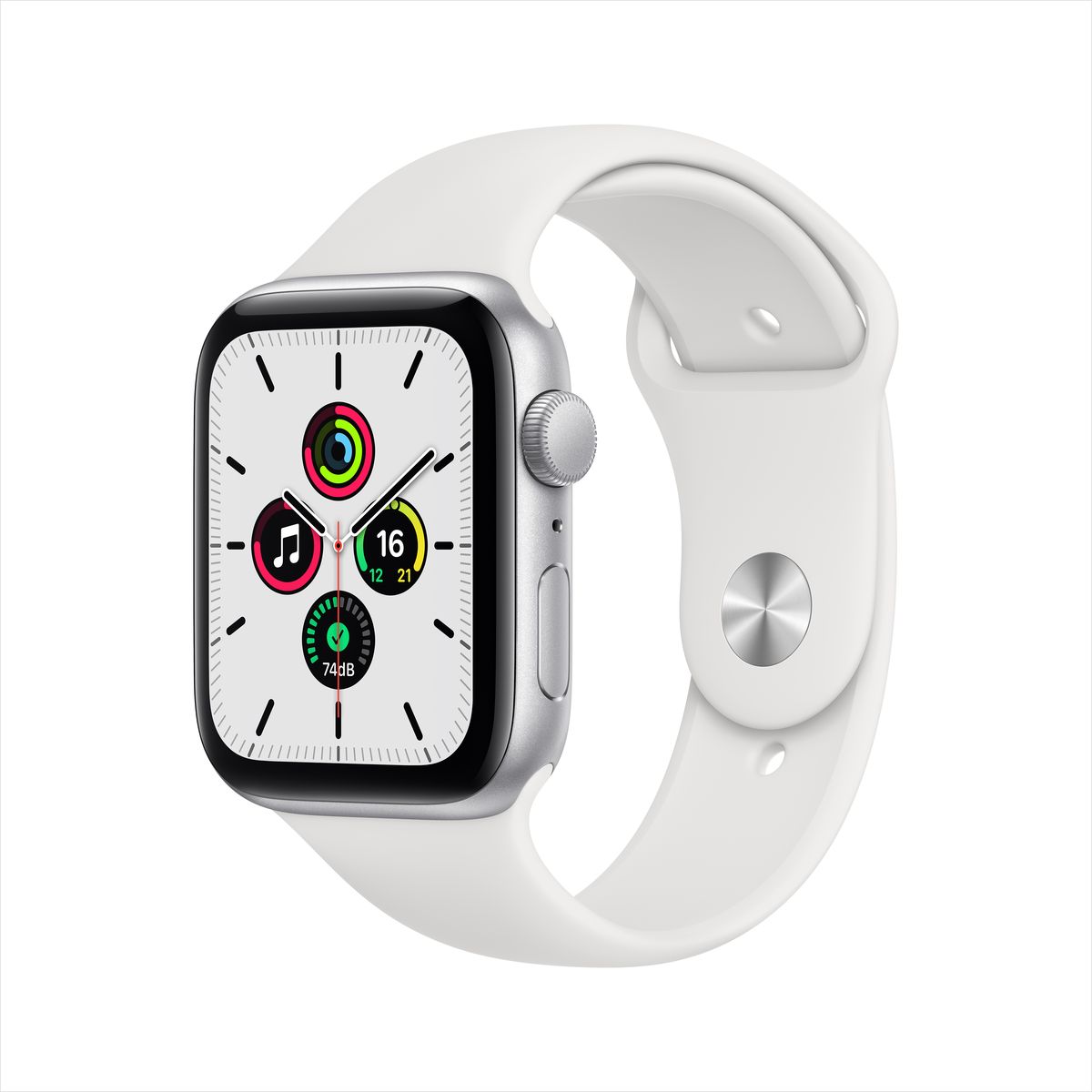 Apple Watch SE GPS 44mm Silver Aluminium Case with White Sport Band