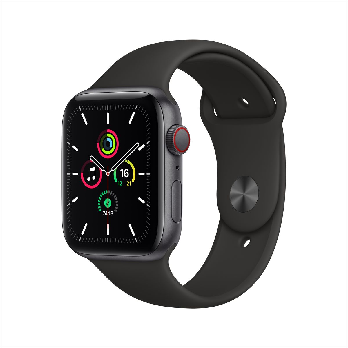 Apple Watch SE GPS + Cellular 44mm Space Grey Aluminium Case with Black Sport Band