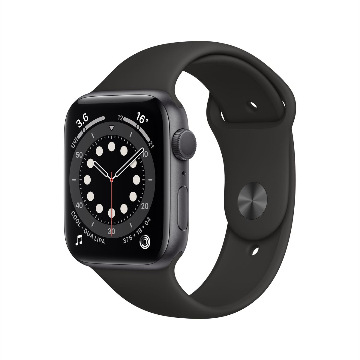 Apple Watch Series 6 GPS 44mm Space Grey Aluminium Case with Black Sport Band