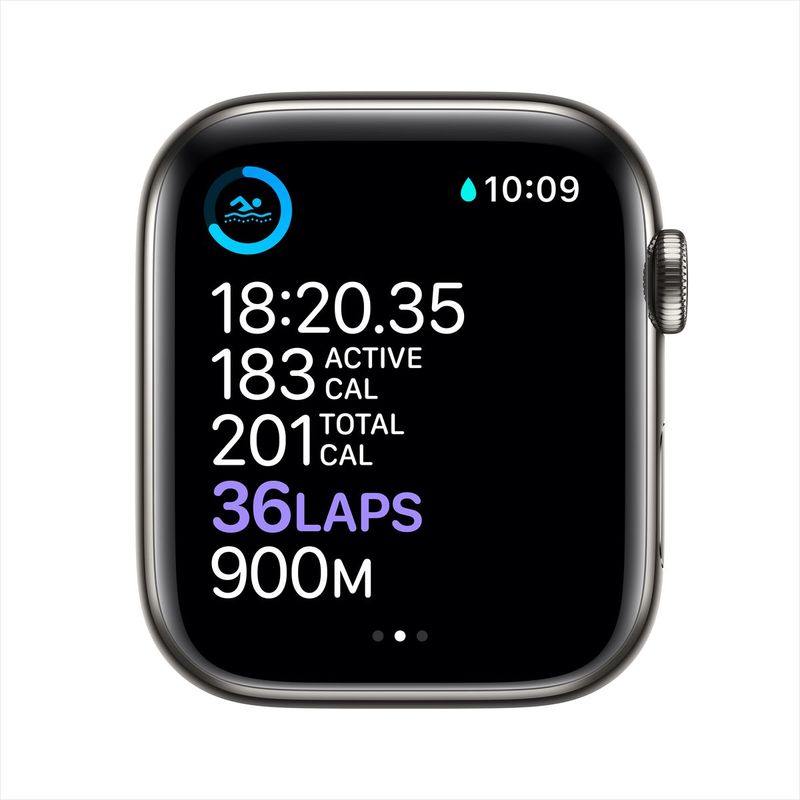 Apple Watch Series 6 GPS + Cellular 44mm Graphite Stainless Steel Case with Black Sport Band