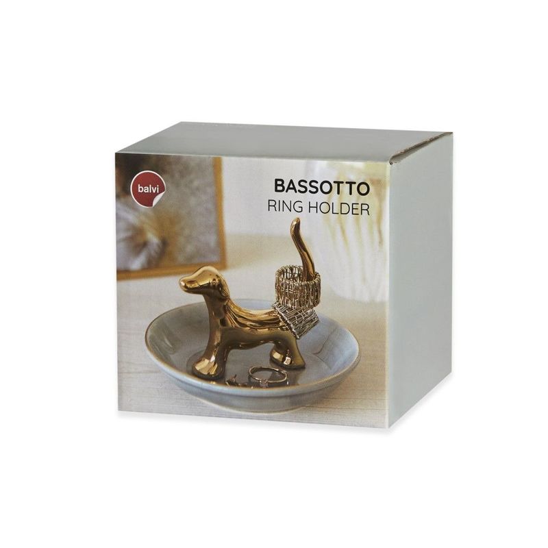 Balvi Bassotto Golden Porcelain Ring Holder