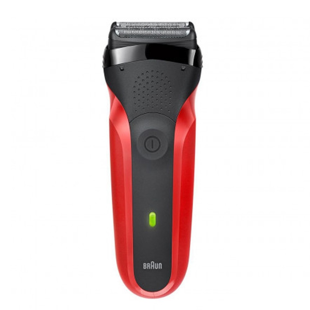 Braun 300S Series 3 Rechargeable Electric Shaver Red With Toiletary Set