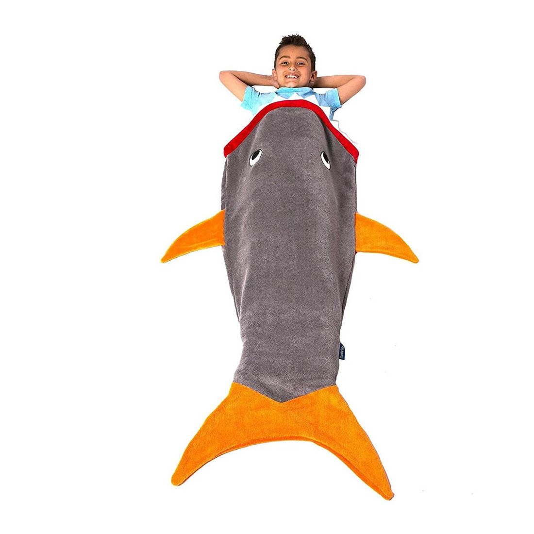 Blankie Tails Shark Blanket Gray & Orange