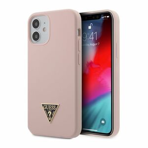 Guess Liquid Silicone Case with Metal Logo for iPhone 12 Pink