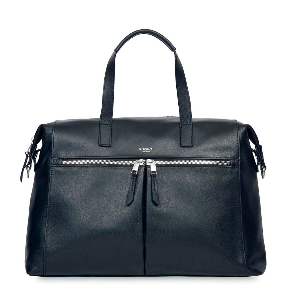 Knomo Audley Leather Laptop Handbag 14-Inch Dark Navy Blazer/Silver Hardware
