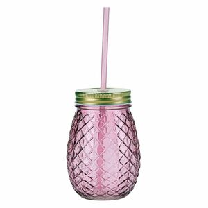 Miss Etoile Glass Pinapple with Gold Lid Pink