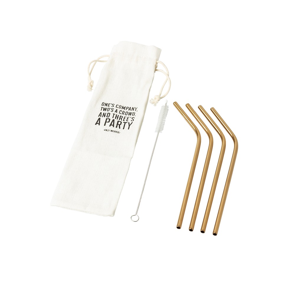 Izola Copper Plated Cocktail Straw Set Of 4