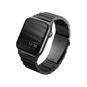 Uniq Strova Steel Link Band Midnight Black For Apple Watch 44/42mm (Compatible with Apple Watch 42/44/45mm)