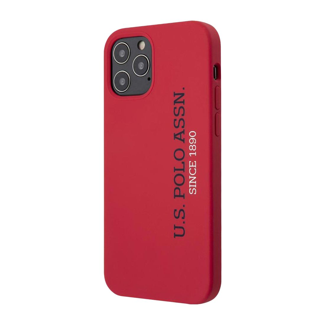 US Polo Assn Liquid Silicone Hard Case Vertical Logo Red for iPhone 12 Pro Max