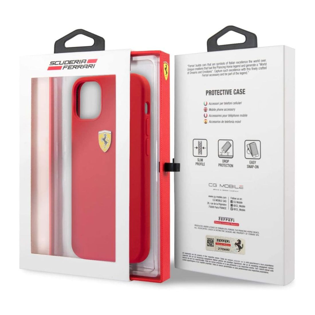 Ferrari On Track Liquid Silicone Case Metal Logo Red for iPhone 12 Pro/12