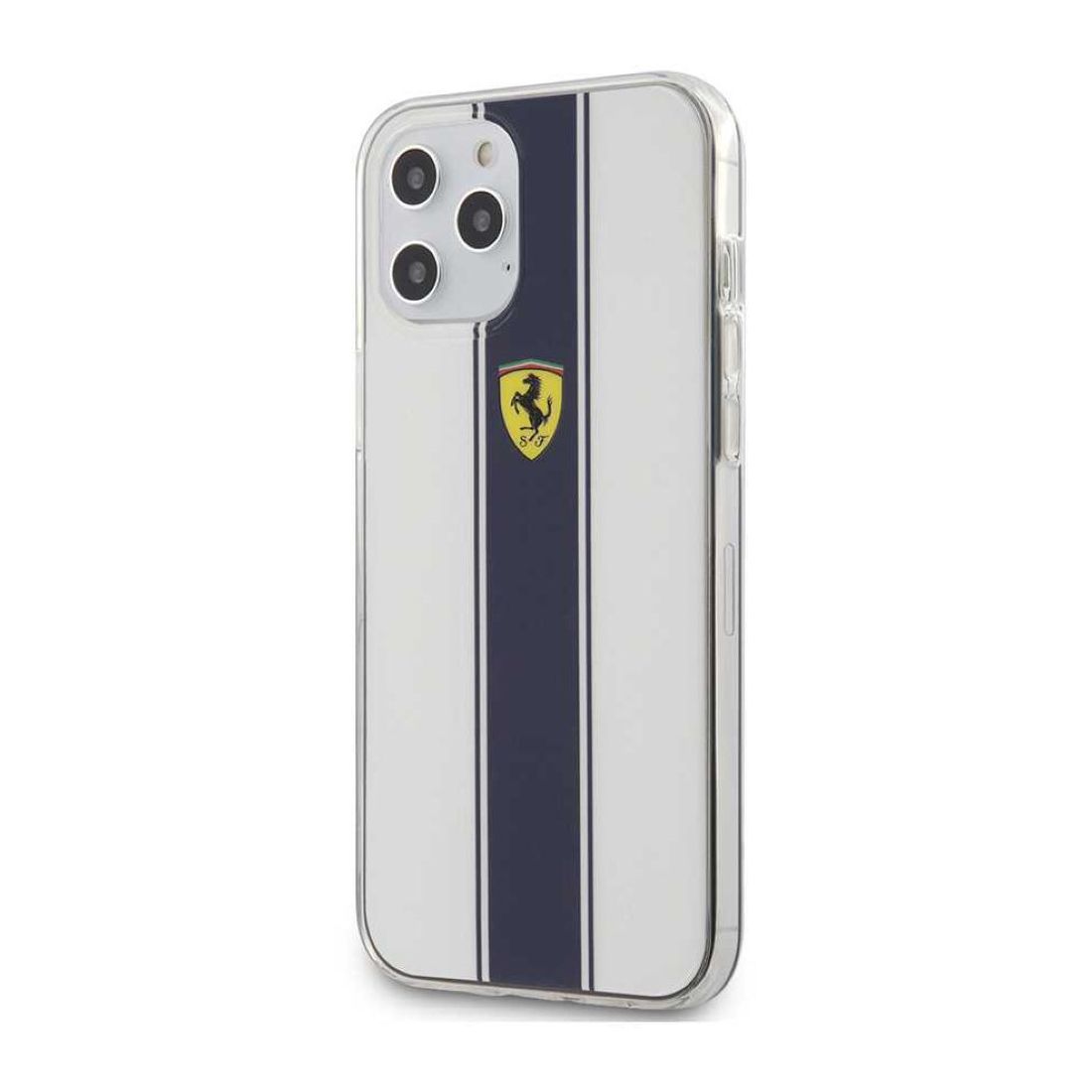 Ferrari On Track Pc/Tpu Hard Case with Navy Stripes White for iPhone 12 Pro/12