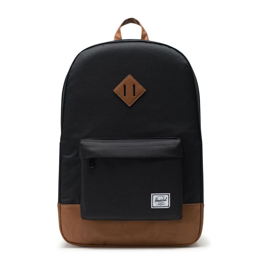 Herschel Heritage Black/Tan Synthetic Leather Backpack