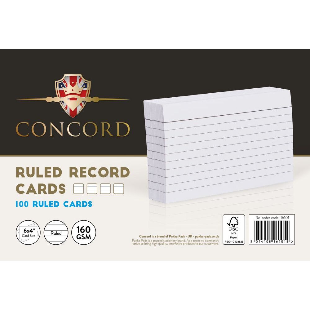 Pukka Pads Concord Record Card Ruled 6 x 4 cm White