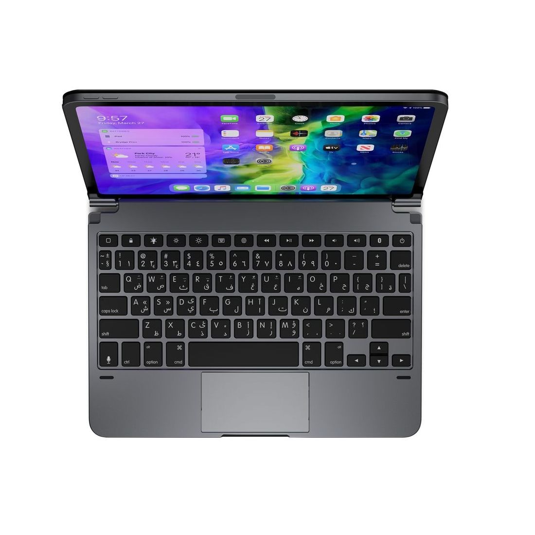 Brydge Pro+ Aluminium Bluetooth Keyboard with Trackpad for iPad Pro 11.0-Inch (Arabic/English) - Space Grey