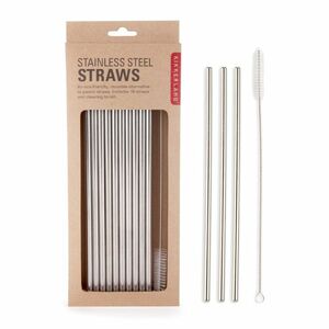 Kikkerland Stainless Steel Straws Set Of 10