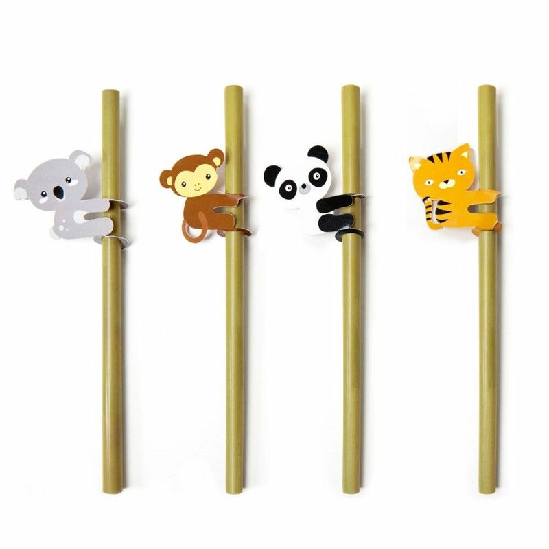 Kikkerland Animal Bamboo Straws