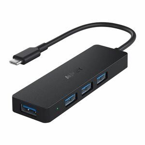 Aukey Cbh37 Black 4-Port USB3.0 High-Speed Data Transfer