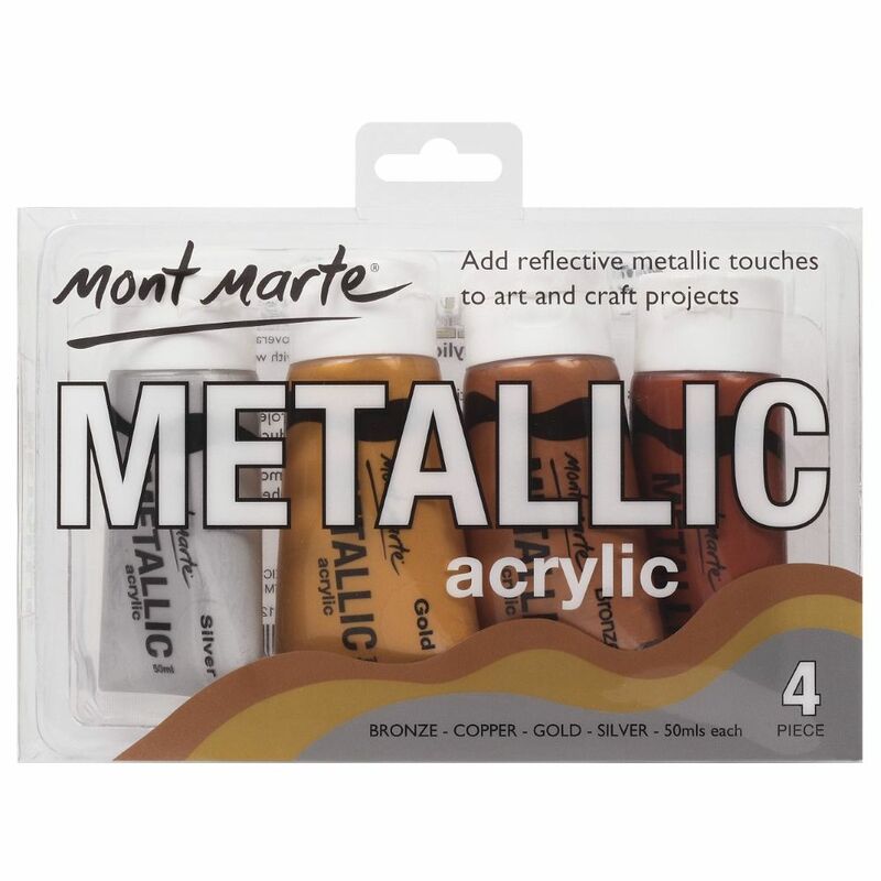Mont Marte Metallic Acrylics Paints-4Pcs X 50ml Paint Set