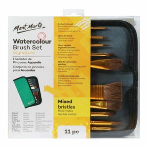 Mont Marte Brush Set In Wallet 11Pc - Watercolour Brush Set