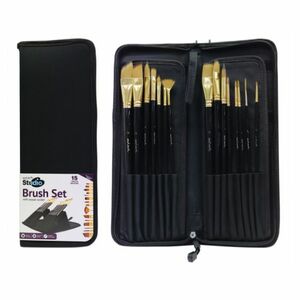 Mont Marte Studio Brush Set In Easel Wallet (15 Brushes)