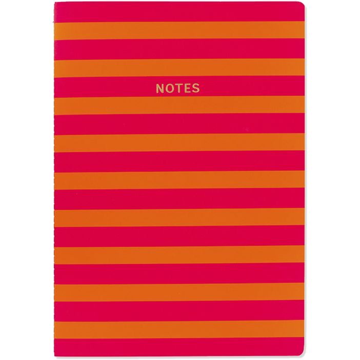 Go Stationery Colourblock Pink/Orange Stripe A4 Notebook