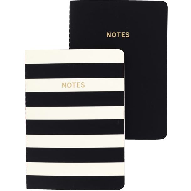 Go Stationery Colourblock Mono Stripe A6 Set Of 2 Notebook