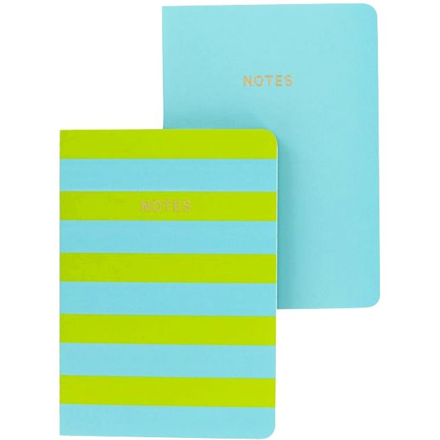 Go Stationery Colourblock Teal/Lime Stripe A6 Set Of 2 Notebooks