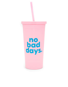 Bando Sip Sip Tumbler With Straw No Bad Days Pink 20Oz