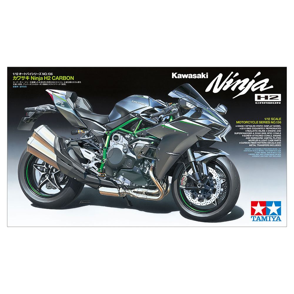 Tamiya Motorcycle No.136 Kawasaki Ninja H2 Carbon 1/12 Scale Assembly Kit
