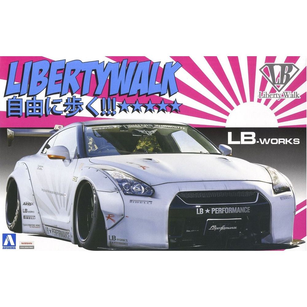 Aoshima Liberty Walk Works No.10 Nissan R35 Gt-R Liberty Walk Ver 2 1/24 Scale Assembly Kit