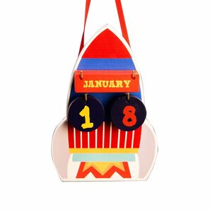 Just For Kids Space Explorer Hanging Calendar Rocket Ship Plaque