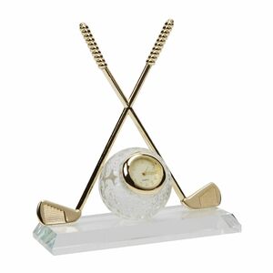 William Widdop Miniature Crossed Golf Clubs with Glass Ball Clock