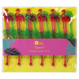Tropical Fiesta Palm Tree & Flamingo Stirrer & Picks (Pack of 20)