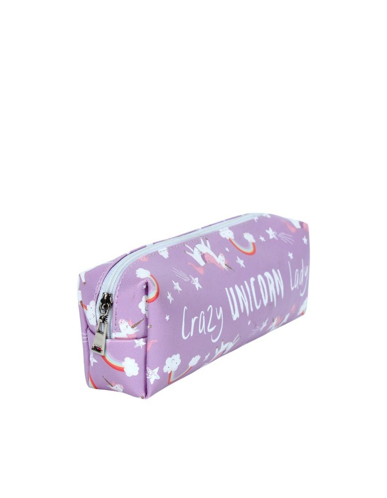 Lilac Crazy Unicorn Pencil Case