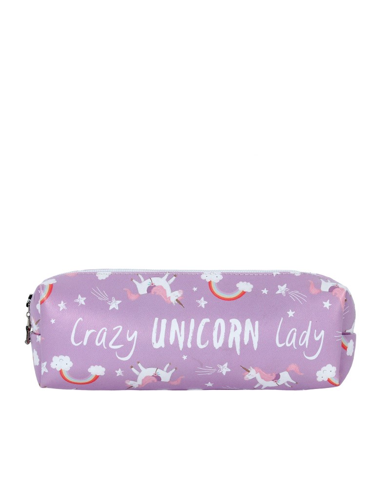Lilac Crazy Unicorn Pencil Case