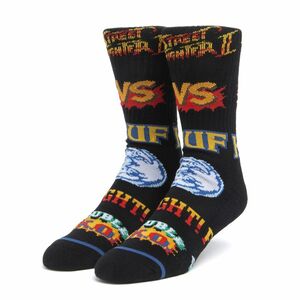 Huf Street Fighter Logo Graphic Socks Black (One Pair)