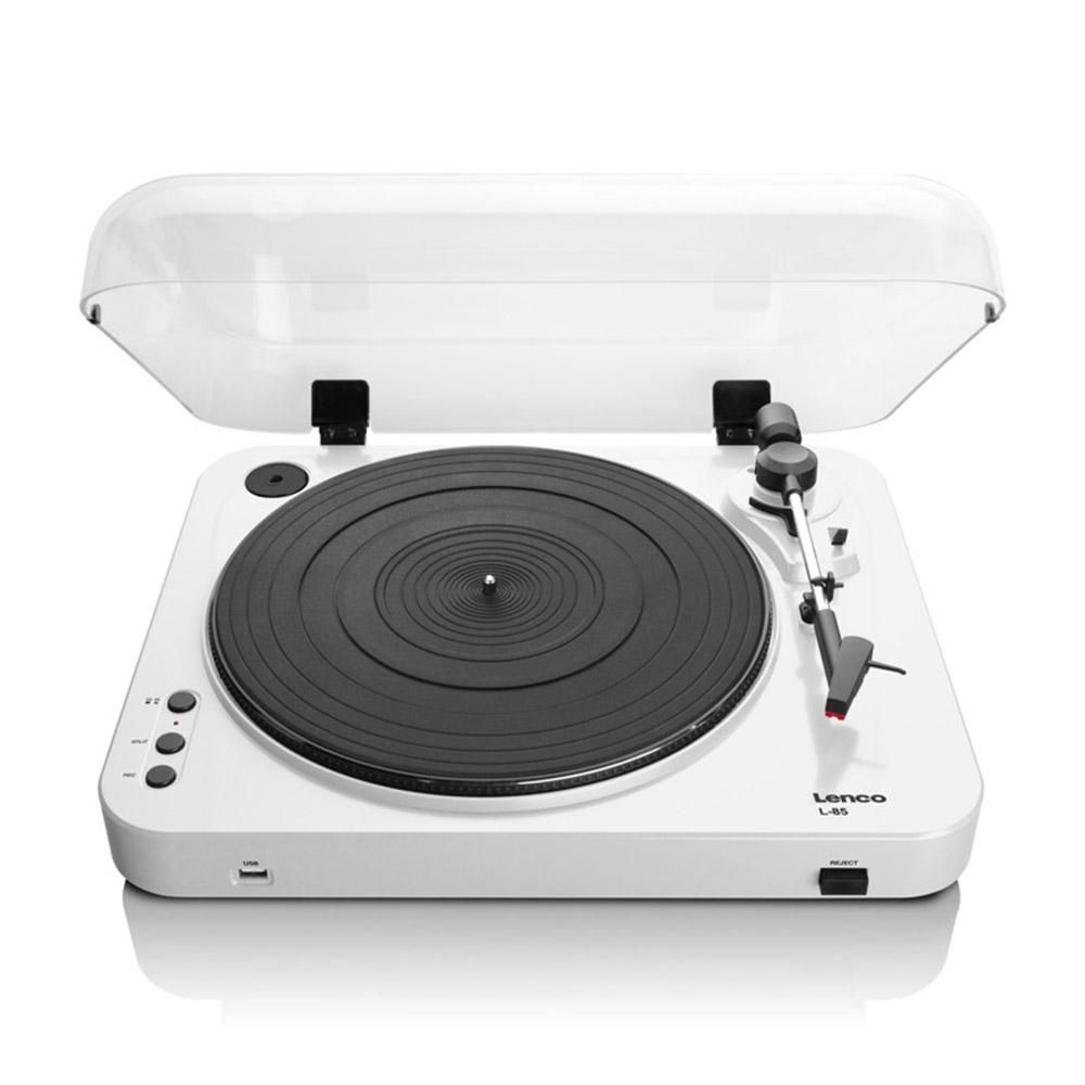 Lenco L-85 Belt-Drive Turntable with Built-in Preamp & Autostop Return - White