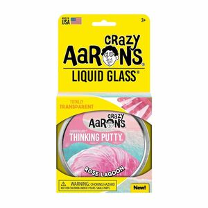 Crazy Aaron's Thinking Putty Liquid Glass Rose Lagoon 4 Inch Tin