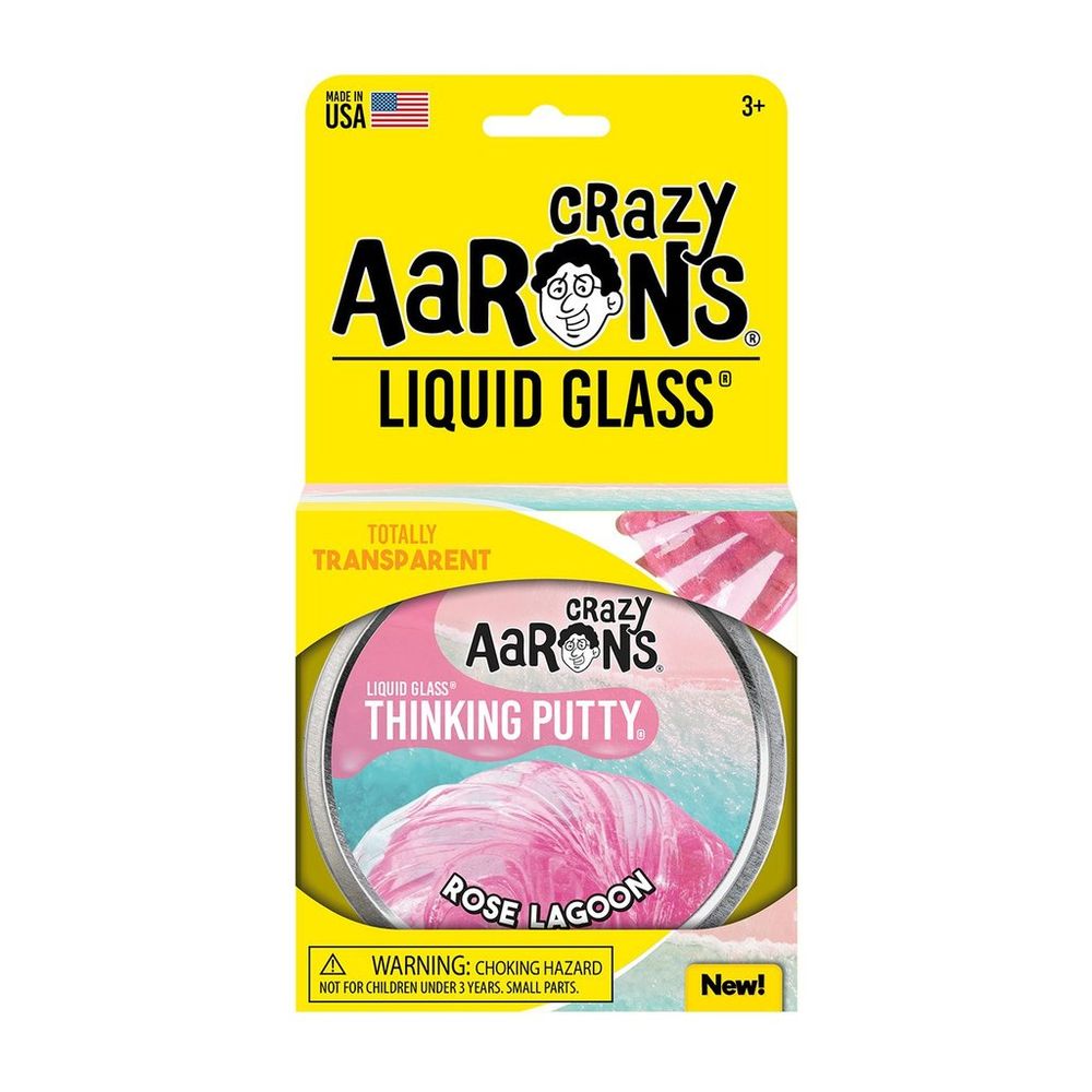 Crazy Aaron's Thinking Putty Liquid Glass Rose Lagoon 4 Inch Tin